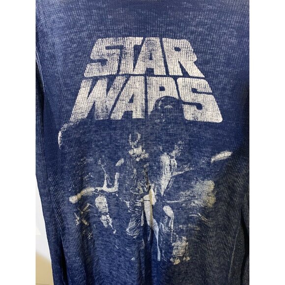 Star Wars T Shirt Men’s Sz L All Over Print Blue Long‎ Sleeve - Picture 1 of 7